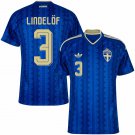 adult unisex Sweden National Soccer Uniform 3 Victor Lindelöf Jersey Away 2026 Blue Activewear