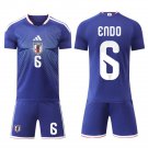 adult & kids Japan National Soccer Uniform Suit 6 Wataru Endo Jersey Set Home 2026 Blue Activewear