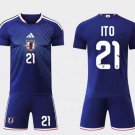 adult & kids Japan National Soccer Uniform Suit 21 Junya Ito Jersey Set Home 2026 Blue Activewear