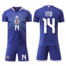 adult & kids Japan National Soccer Uniform Suit 14 Junya Ito Jersey Set Home 2026 Blue Activewear