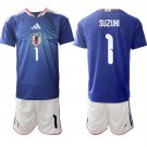 adult & kids Japan National Soccer Team Uniform Suit 1 SUZUKI Jersey Set Home 2026 Blue Activewear
