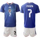 adult & kids Japan National Soccer Team Uniform Suit 7 MITOMA Jersey Set Home 2026 Blue Activewear