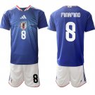 adult & kids Japan National Soccer Team Uniform Suit 8 MINAMINO Jersey Set Home 2026 Blue Activewear