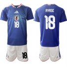 adult & kids Japan National Soccer Team Uniform Suit 18 AYASE Jersey Set Home 2026 Blue Activewear