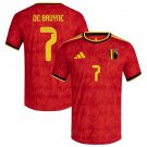 adult & kids Belgium National Soccer Uniform 7 De Bruyne Jersey Home Stadium 2026 Red Activewear