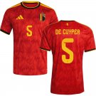adult & kids Belgium National Soccer Uniform 5 Maxim De Cuyper Jersey Home 2026 Red Activewear