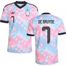 adult & kids Belgium National Soccer Uniform 7 DE BRUYNE Jersey Away Stadium 2026 Pink Activewear