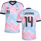 adult & kids Belgium National Soccer Uniform 14 LUKEBAKIO Jersey Away Stadium 2026 Pink Activewear