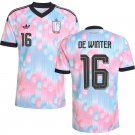 adult & kids Belgium National Soccer Uniform 16 DE WINTER Jersey Away Stadium 2026 Pink Activewear