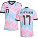 adult & kids Belgium National Soccer Team Uniform 17 DE KETELAERE Jersey Away 2026 Pink Activewear