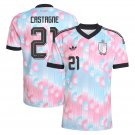 adult & kids Belgium National Soccer Uniform 21 Castagne Jersey Away Stadium 2026 Pink Activewear