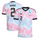 adult & kids Belgium National Soccer Team Uniform 2 Debast Jersey Away Stadium 2026 Pink Activewear