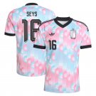 adult & kids Belgium National Soccer Team Uniform 16 Seys Jersey Away Stadium 2026 Pink Activewear