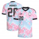 adult & kids Belgium National Soccer Uniform 20 Vanaken Jersey Away Stadium 2026 Pink Activewear