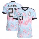 adult & kids Belgium National Soccer Uniform 21 Castagne Jersey Away Stadium 2026 Pink Activewear