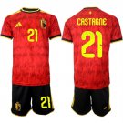 adult & kids Belgium National Soccer Uniform Suit 21 CASTAGNE Jersey Set Home 2026 Red Activewear