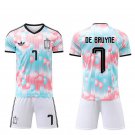 adult & kids Belgium National Soccer Uniform Suit 7 De Bruyne Jersey Set Away 2026 Pink Activewear