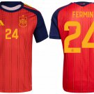 adult & kids Spain National Soccer Team Uniform 24 Fermin Jersey Home Stadium 2026 Red Activewear