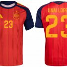 adult & kids Spain National Soccer Uniform 23 Unai Lopez Jersey Home Stadium 2026 Red Activewear