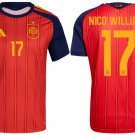 adult & kids Spain National Soccer Uniform 17 Nico Williams Jersey Home Stadium 2026 Red Activewear