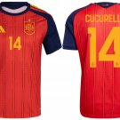 adult & kids Spain National Soccer Team Uniform 14 Cucurella Jersey Home Stadium 2026 Red Activewear