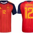 adult & kids Spain National Soccer Team Uniform 12 Remiro Jersey Home Stadium 2026 Red Activewear