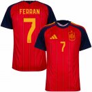 adult & kids Spain National Soccer Team Uniform 7 Ferran Jersey Home Stadium 2026 Red Activewear