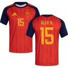 adult & kids Spain National Soccer Team Uniform 15 ALEX B. Jersey Home Stadium 2026 Red Activewear