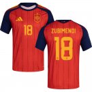 adult & kids Spain National Soccer Team Uniform 18 ZUBIMENDI Jersey Home Stadium 2026 Red Activewear