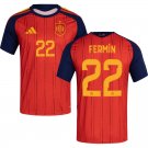 adult & kids Spain National Soccer Team Uniform 22 FERMIN Jersey Home Stadium 2026 Red Activewear