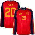 adult & kids Spain National Soccer Uniform 20 Pedri Jersey Home 2026 Red Long-Sleeve Activewear