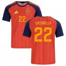 adult & kids Spain National Soccer Uniform 22 Marc Cucurella Jersey Home Stadium 2026 Red Activewear