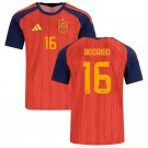 adult & kids Spain National Soccer Team Uniform 16 Rodrigo Jersey Home Stadium 2026 Red Activewear