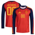 adult & kids Spain National Soccer Uniform 00 Custom name number Jersey Home 2026 Red Long-Sleeve
