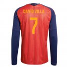 adult & kids Spain National Soccer Uniform 7 David Villa Jersey Home 2026 Red Long-Sleeve Activewear
