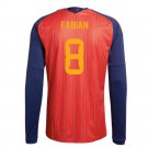 adult & kids Spain National Soccer Team Uniform 8 Fabian Jersey Home 2026 Red Long-Sleeve Activewear