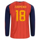 adult & kids Spain National Soccer Uniform 18 Zubimendi Jersey Home 2026 Red Long-Sleeve Activewear