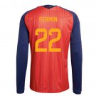 adult & kids Spain National Soccer Uniform 22 Fermin Jersey Home 2026 Red Long-Sleeve Activewear