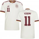 adult & kids Spain National Soccer Team Uniform 11 YEREMY Jersey Away Stadium 2026 White Activewear