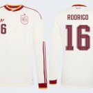 adult unisex Spain National Soccer Uniform 16 Rodrigo Jersey Away Stadium 2026 White Long-Sleeve