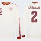 adult unisex Spain National Soccer Uniform 2 Carvajal Jersey Away Stadium 2026 White Long-Sleeve