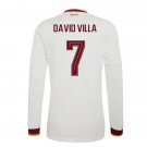adult unisex Spain National Soccer Uniform 7 David Villa Jersey Away Stadium 2026 White Long-Sleeve