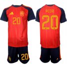 adult & kids Spain National Soccer Uniform Suit 20 PEDRI Jersey Set Home Stadium 2026 Red Activewear