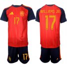 adult & kids Spain National Soccer Uniform Suit 17 WILLIAMS JR. Jersey Set Home 2026 Red Activewear