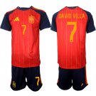 adult & kids Spain National Soccer Uniform Suit 7 DAVID VILLA Jersey Set Home 2026 Red Activewear