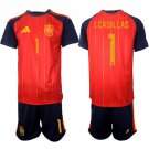 adult & kids Spain National Soccer Uniform Suit 1 I.CASILLAS Jersey Set Home 2026 Red Activewear