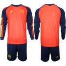 adult & kids Spain National Soccer Uniform Suit Blank Jersey Set Home Stadium 2026 Red Long Sleeve