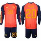 adult & kids Spain National Soccer Team Uniform Suit 20 PEDRI Jersey Set Home 2026 Red Long Sleeve