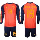 adult & kids Spain National Soccer Uniform Suit 19 LAMINE YAMAL Jersey Set Home 2026 Red Long Sleeve