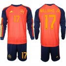 adult & kids Spain National Soccer Uniform Suit 17 WILLIAMS JR. Jersey Set Home 2026 Red Long Sleeve